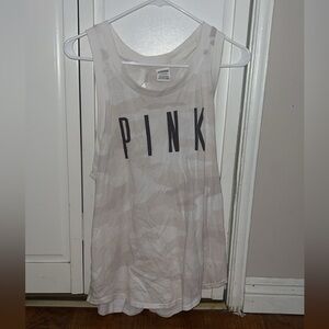 VS PINK White Camo Open Back Tank Top